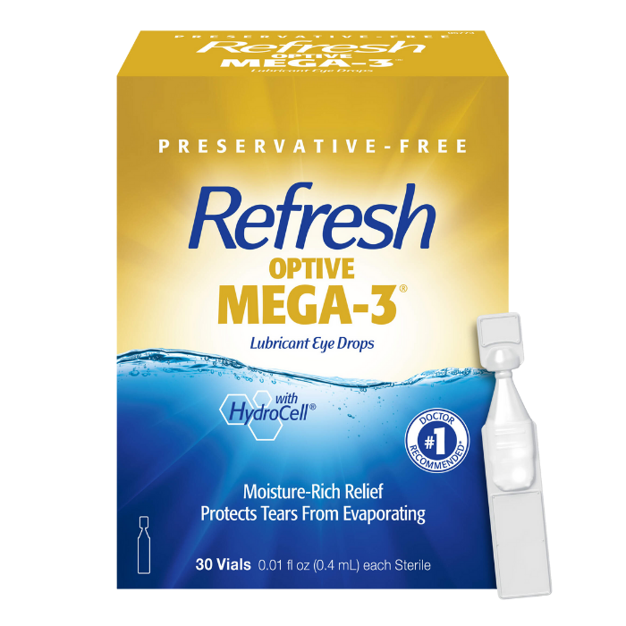 Refresh Optive Mega 3 Lubricant Eye Drops, 30 Each